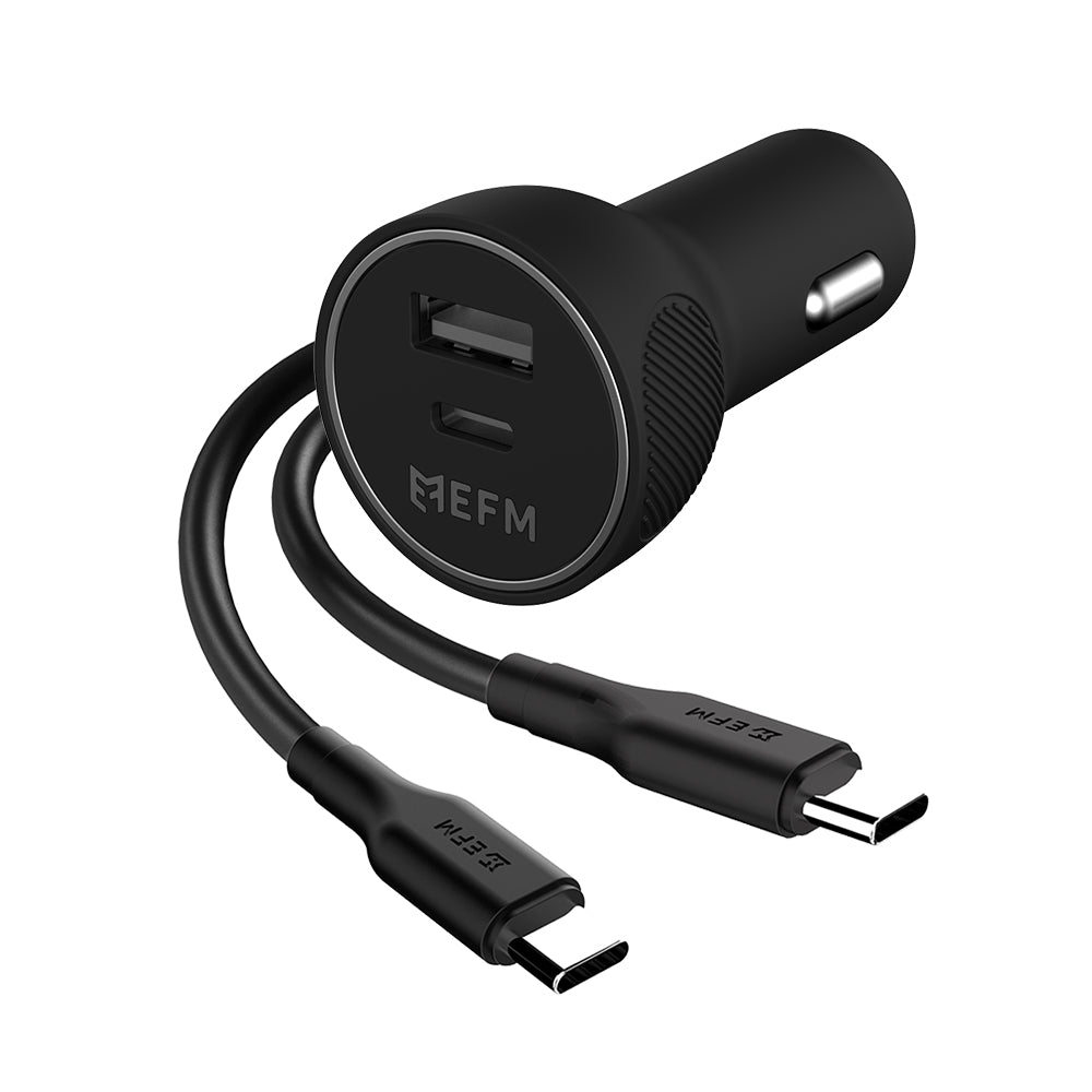 EFM 57W Dual Port Car Charger - With Type C to Type C Cable