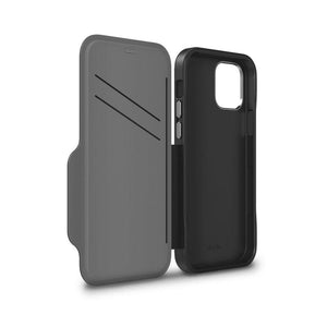 EFM Monaco Leather Wallet Case Armour with D3O 5G Signal Plus for iPhone 13 Pro - Black/Space Grey