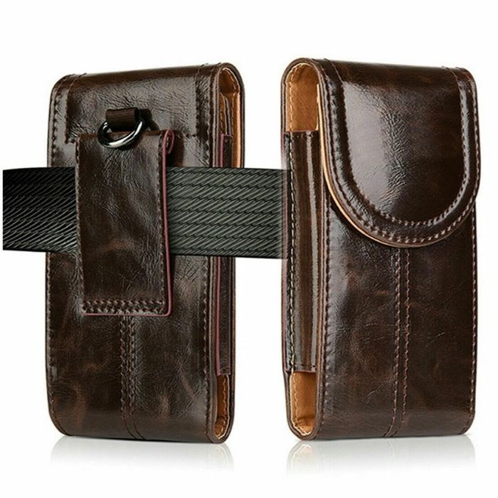 Leather Phone Belt Holster - Brown Samsung