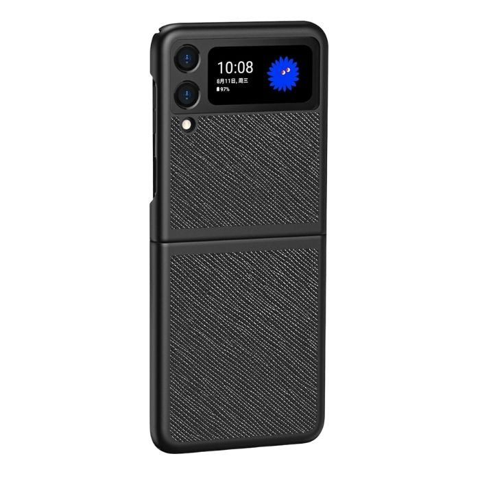 Leather Rugged Case For Galaxy Z Flip3 5G - Black