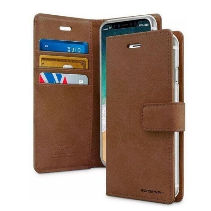 Mercury Blue Moon Diary Case for iPhone 12 - Brown