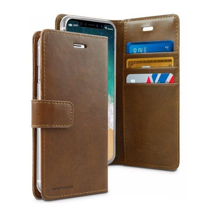 Mercury Blue Moon Diary Case for iPhone XR - Brown open