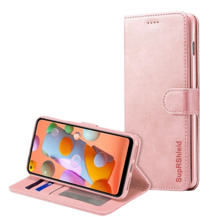 Wallet case for Galaxy A11-Rose Gold